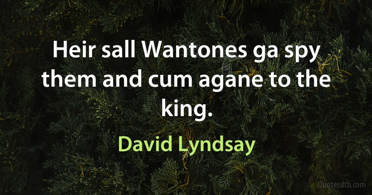 Heir sall Wantones ga spy them and cum agane to the king. (David Lyndsay)