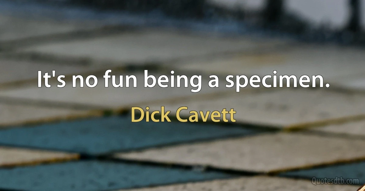 It's no fun being a specimen. (Dick Cavett)