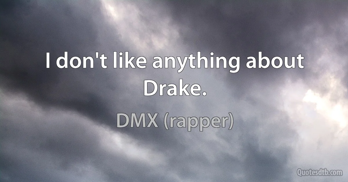 I don't like anything about Drake. (DMX (rapper))