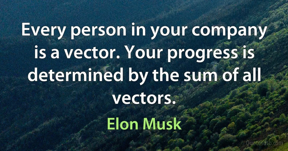 Every person in your company is a vector. Your progress is determined by the sum of all vectors. (Elon Musk)