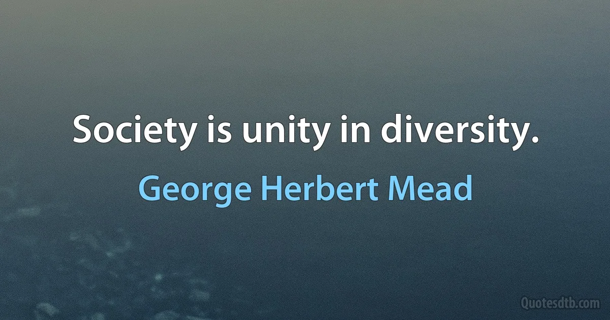 Society is unity in diversity. (George Herbert Mead)