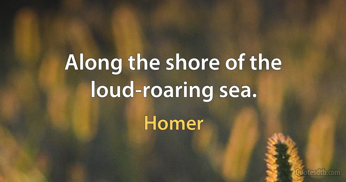 Along the shore of the loud-roaring sea. (Homer)