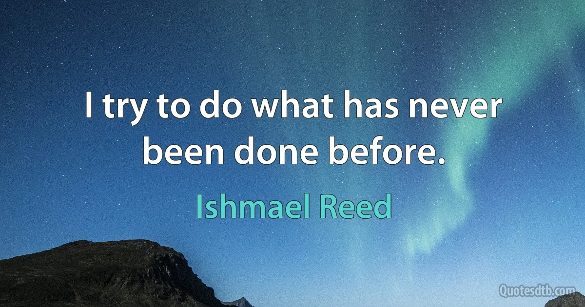 I try to do what has never been done before. (Ishmael Reed)