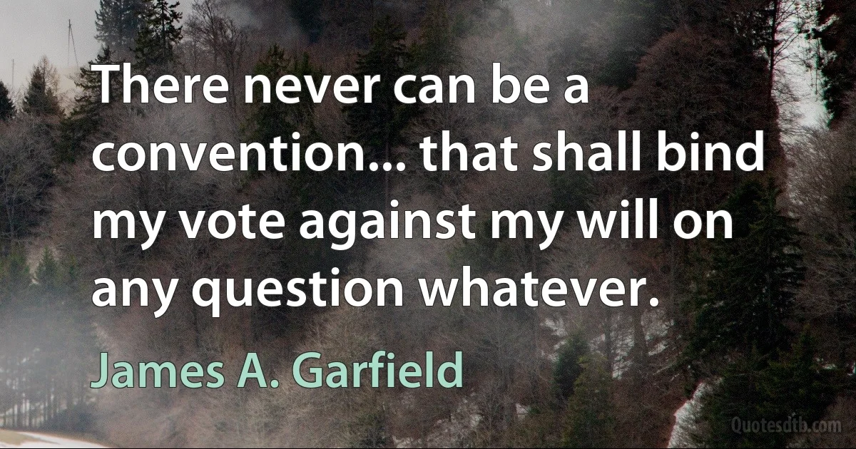 There never can be a convention... that shall bind my vote against my will on any question whatever. (James A. Garfield)