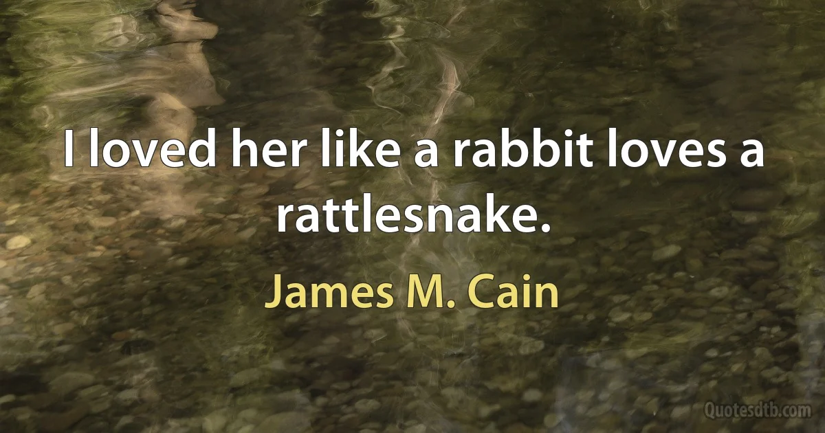 I loved her like a rabbit loves a rattlesnake. (James M. Cain)