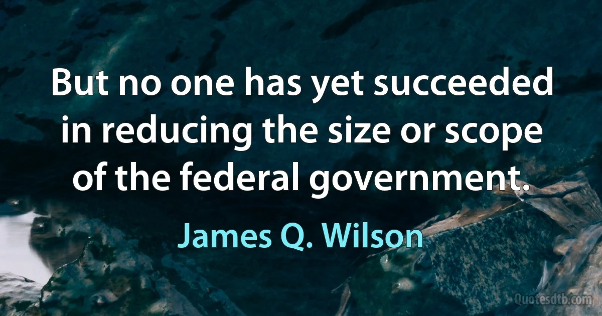 But no one has yet succeeded in reducing the size or scope of the federal government. (James Q. Wilson)