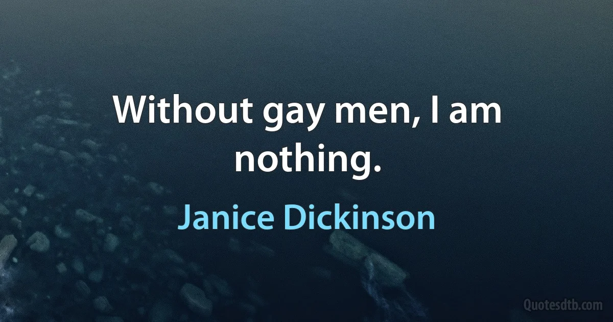 Without gay men, I am nothing. (Janice Dickinson)