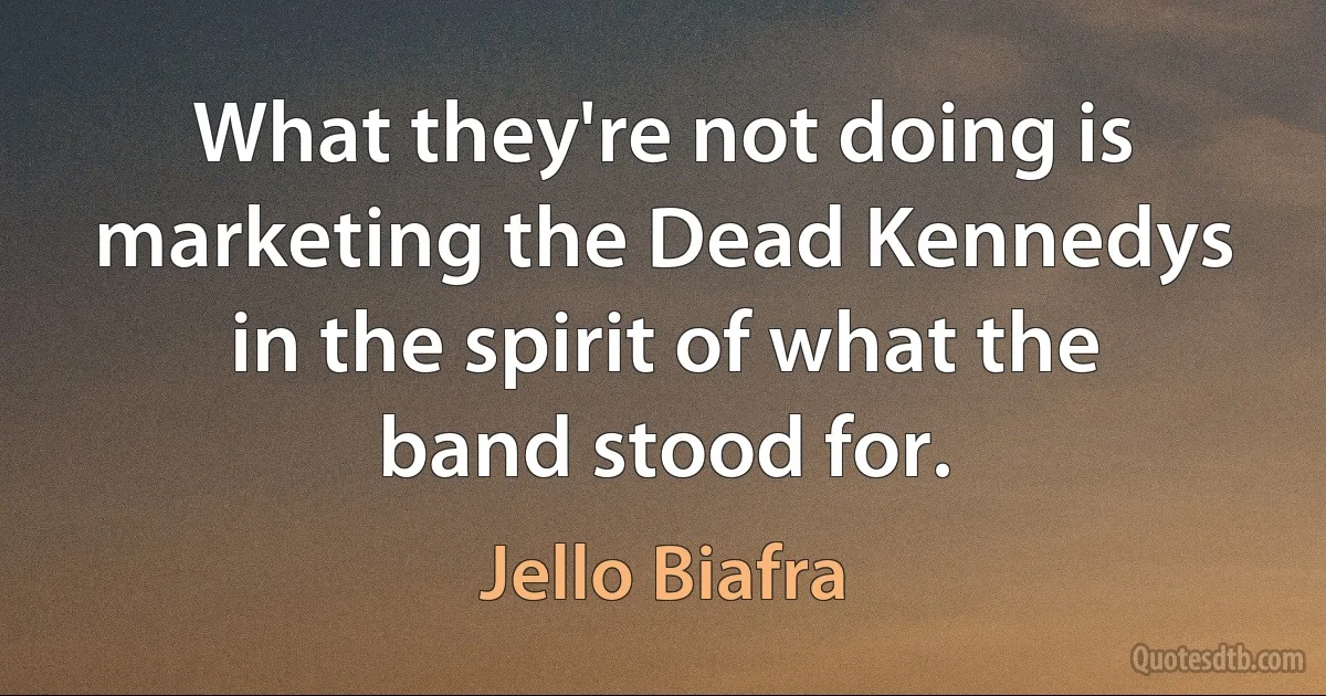 What they're not doing is marketing the Dead Kennedys in the spirit of what the band stood for. (Jello Biafra)