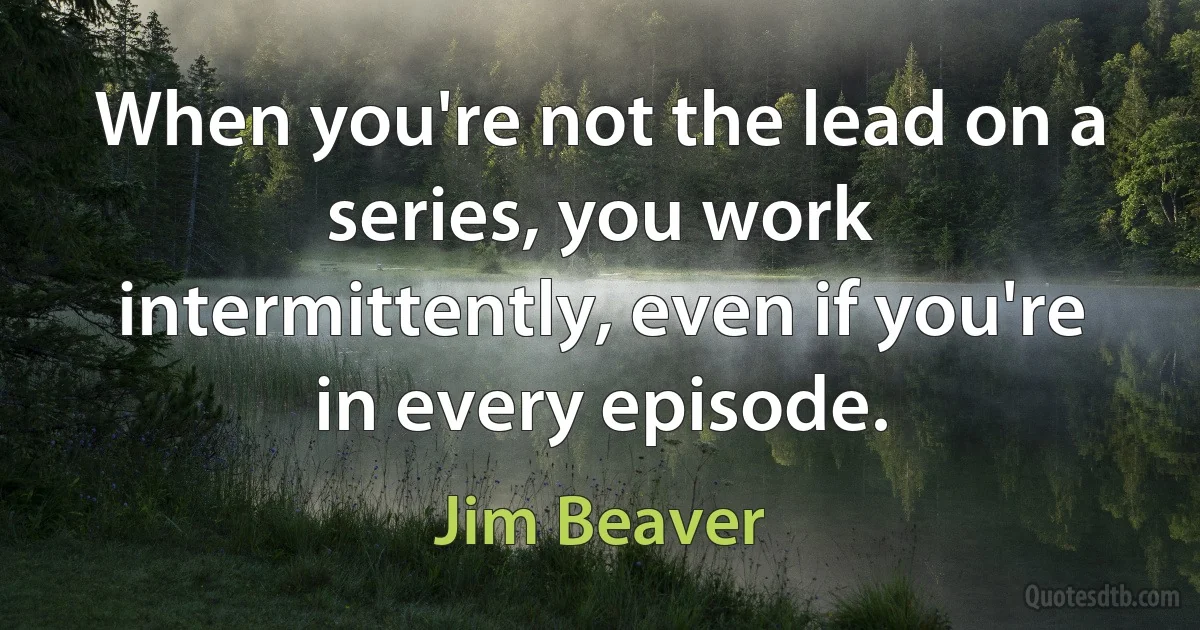 When you're not the lead on a series, you work intermittently, even if you're in every episode. (Jim Beaver)