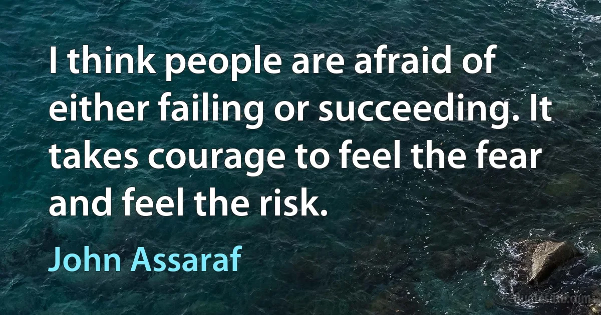 I think people are afraid of either failing or succeeding. It takes courage to feel the fear and feel the risk. (John Assaraf)