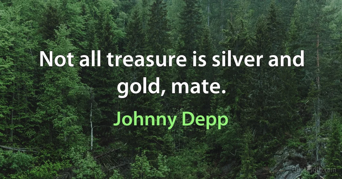 Not all treasure is silver and gold, mate. (Johnny Depp)