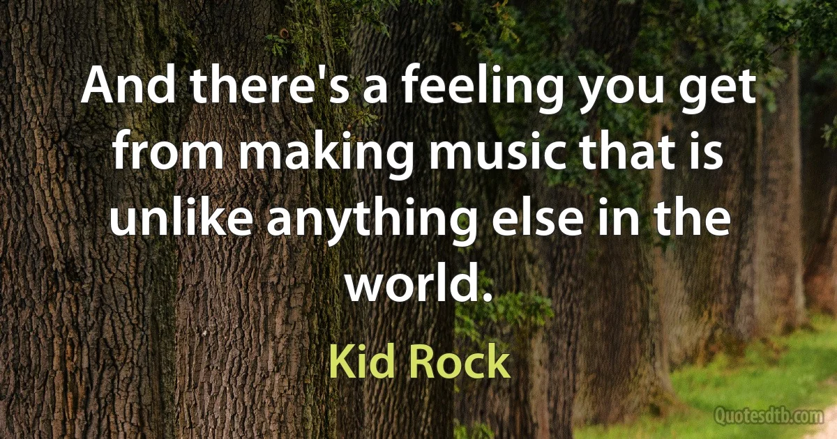 And there's a feeling you get from making music that is unlike anything else in the world. (Kid Rock)