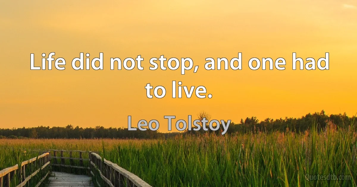 Life did not stop, and one had to live. (Leo Tolstoy)