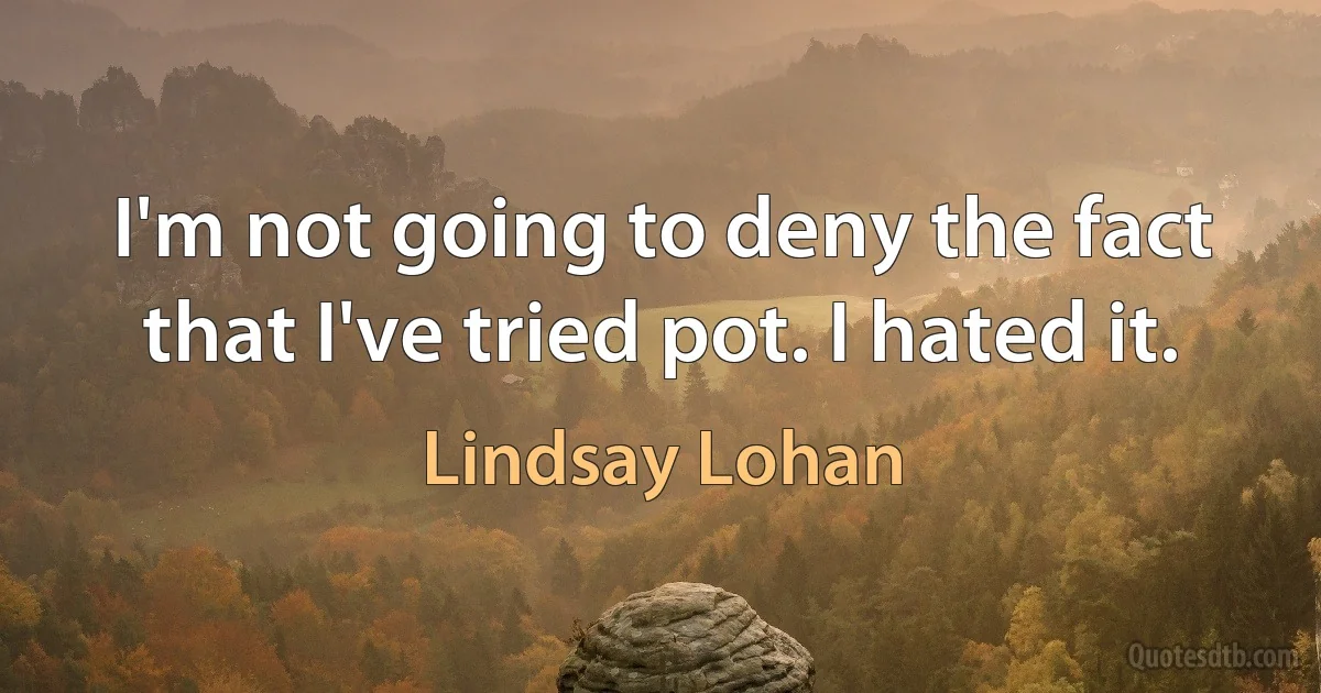 I'm not going to deny the fact that I've tried pot. I hated it. (Lindsay Lohan)