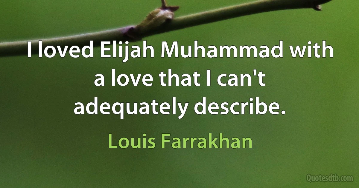 I loved Elijah Muhammad with a love that I can't adequately describe. (Louis Farrakhan)