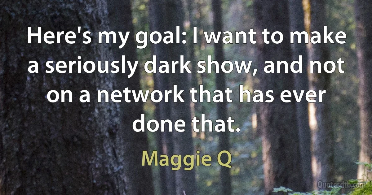 Here's my goal: I want to make a seriously dark show, and not on a network that has ever done that. (Maggie Q)