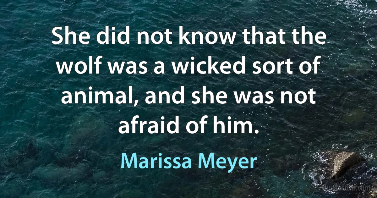 She did not know that the wolf was a wicked sort of animal, and she was not afraid of him. (Marissa Meyer)