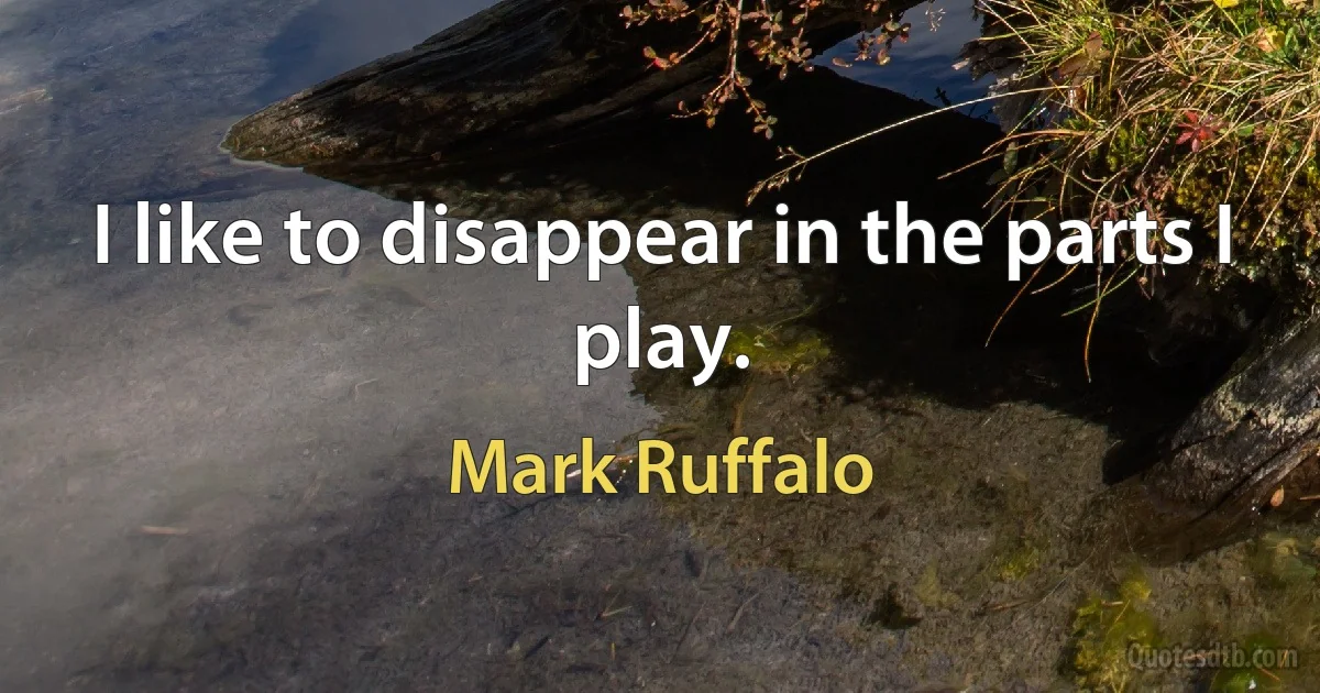 I like to disappear in the parts I play. (Mark Ruffalo)