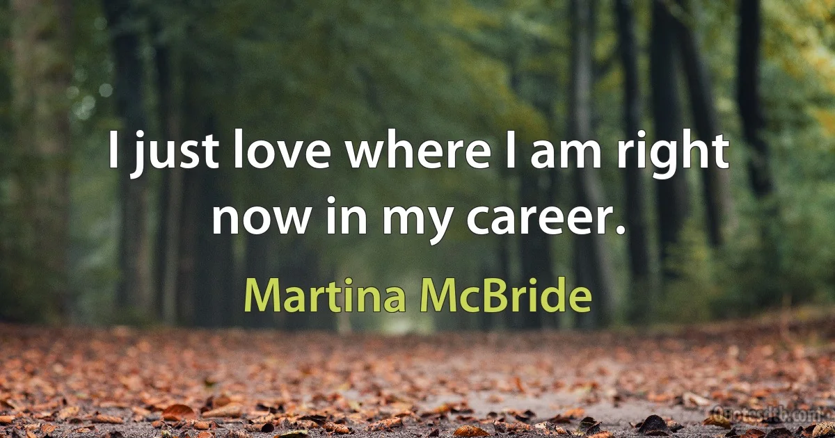 I just love where I am right now in my career. (Martina McBride)