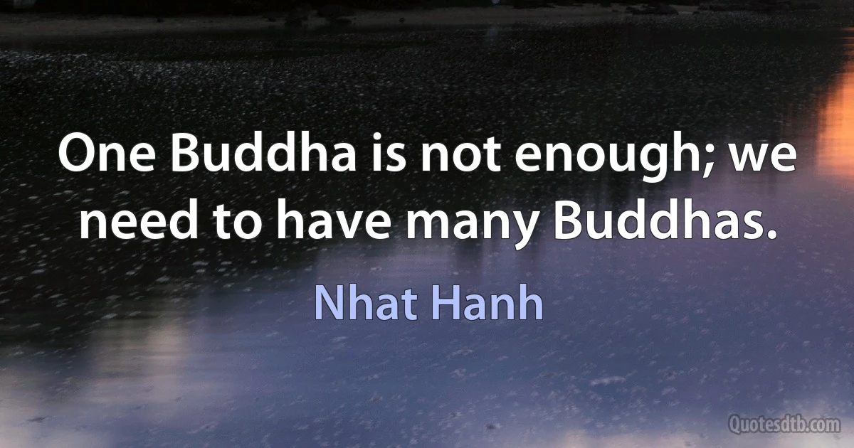 One Buddha is not enough; we need to have many Buddhas. (Nhat Hanh)