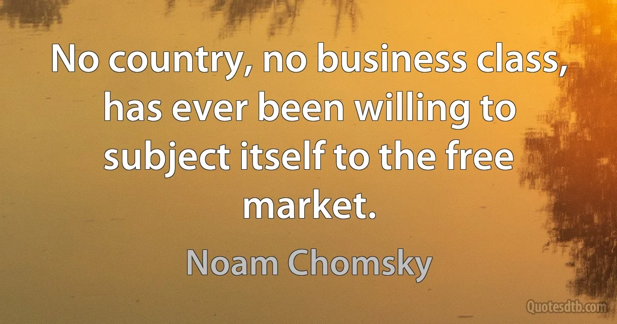 No country, no business class, has ever been willing to subject itself to the free market. (Noam Chomsky)