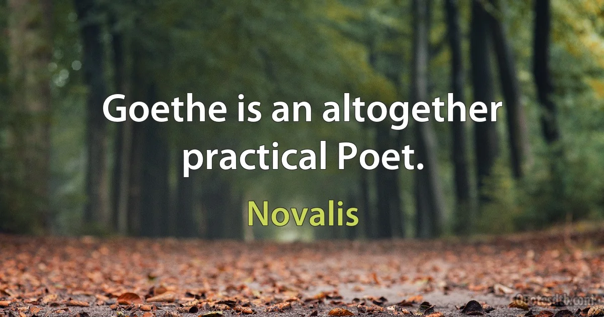 Goethe is an altogether practical Poet. (Novalis)