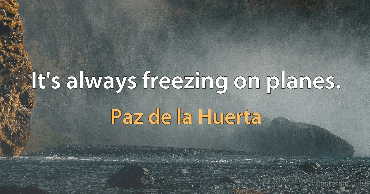 It's always freezing on planes. (Paz de la Huerta)