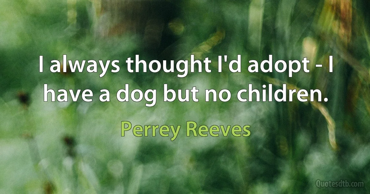 I always thought I'd adopt - I have a dog but no children. (Perrey Reeves)