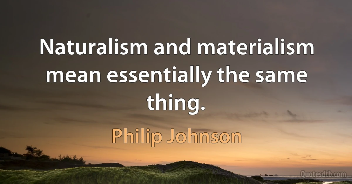 Naturalism and materialism mean essentially the same thing. (Philip Johnson)