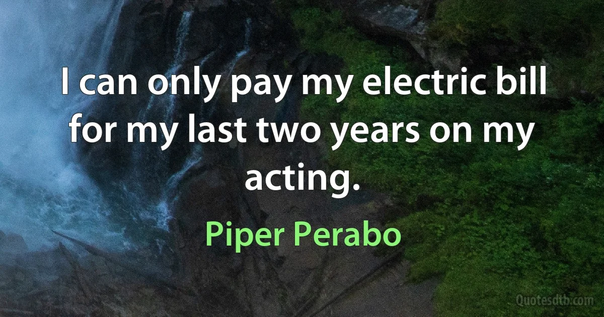 I can only pay my electric bill for my last two years on my acting. (Piper Perabo)