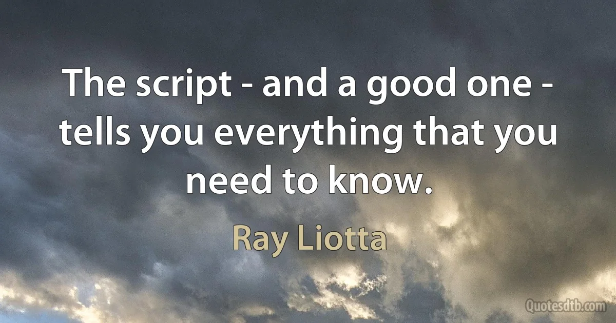 The script - and a good one - tells you everything that you need to know. (Ray Liotta)