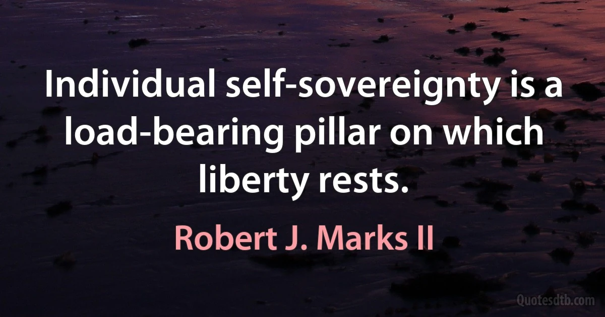 Individual self-sovereignty is a load-bearing pillar on which liberty rests. (Robert J. Marks II)