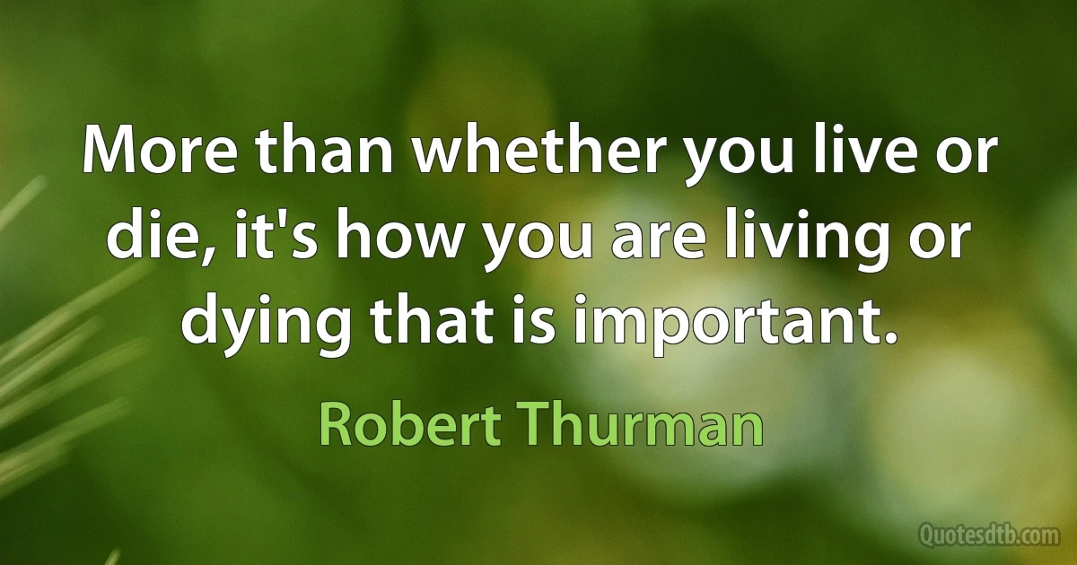 More than whether you live or die, it's how you are living or dying that is important. (Robert Thurman)