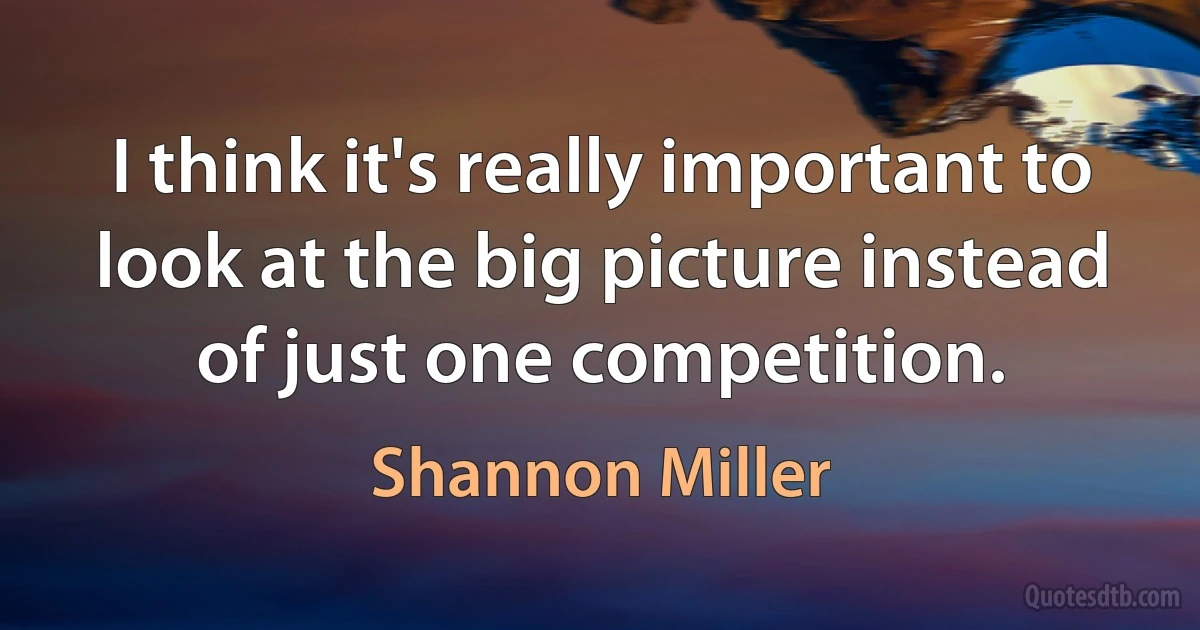 I think it's really important to look at the big picture instead of just one competition. (Shannon Miller)