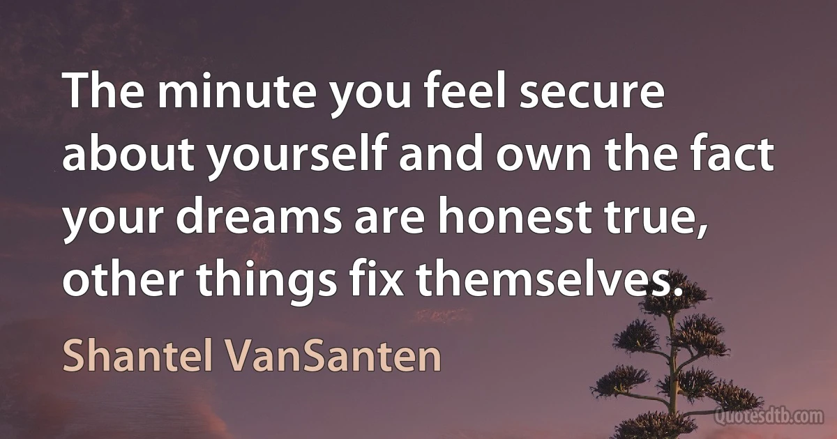 The minute you feel secure about yourself and own the fact your dreams are honest true, other things fix themselves. (Shantel VanSanten)