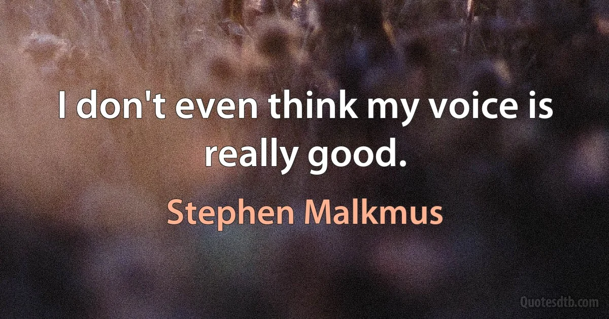 I don't even think my voice is really good. (Stephen Malkmus)