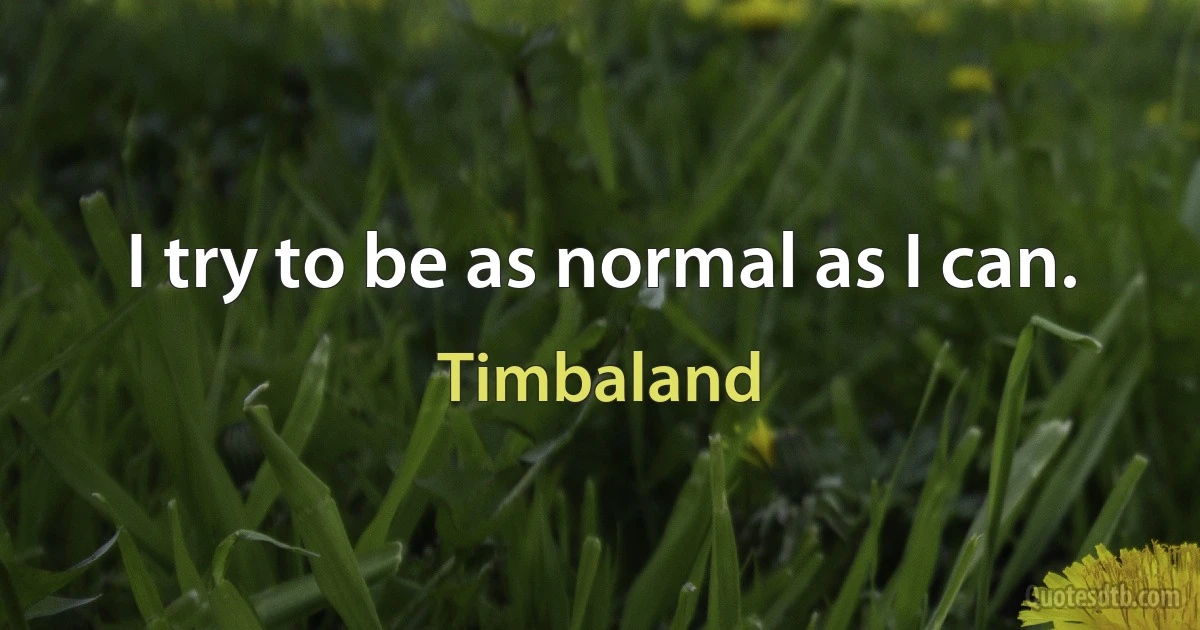 I try to be as normal as I can. (Timbaland)