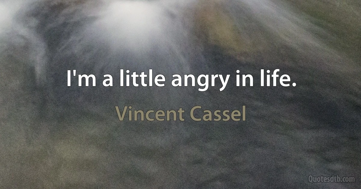 I'm a little angry in life. (Vincent Cassel)