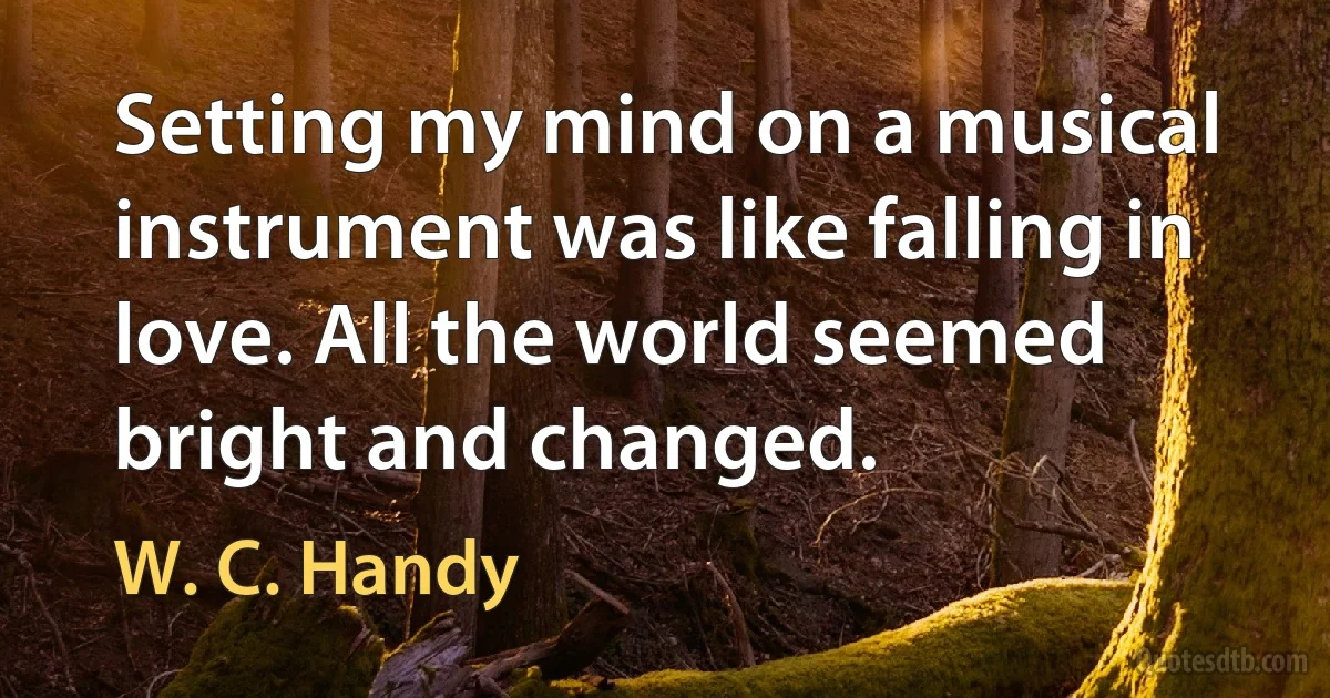 Setting my mind on a musical instrument was like falling in love. All the world seemed bright and changed. (W. C. Handy)