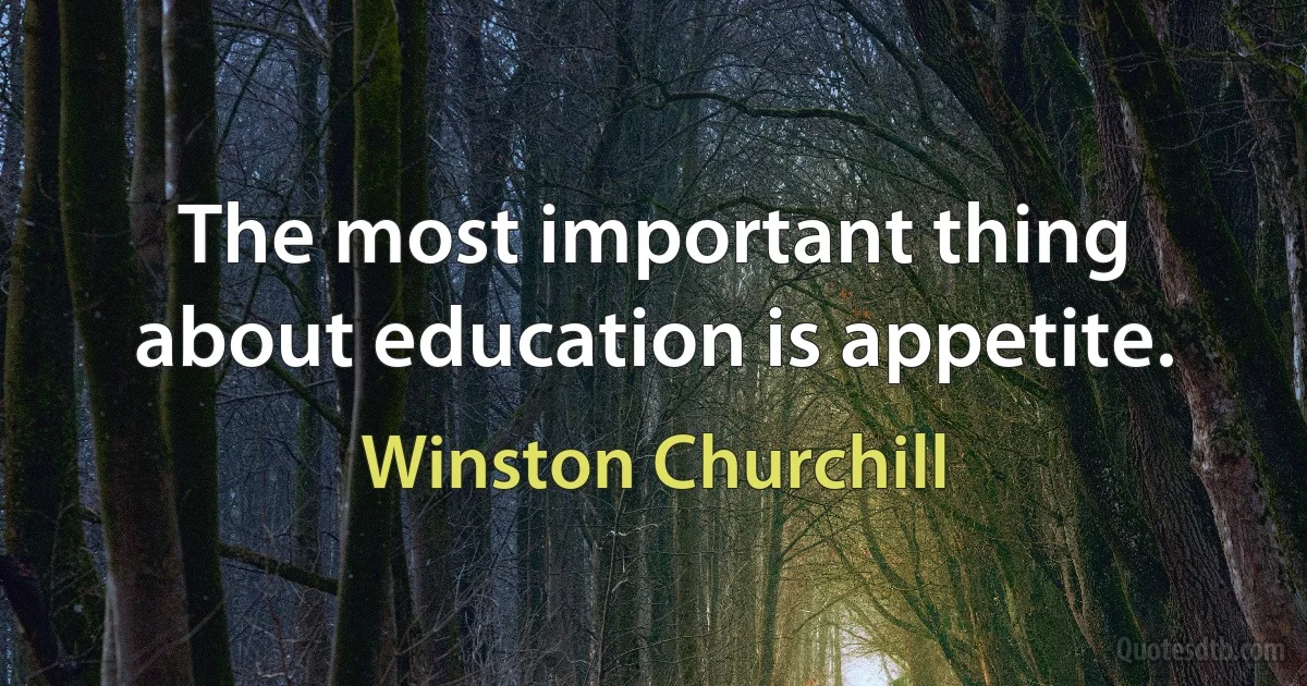 The most important thing about education is appetite. (Winston Churchill)