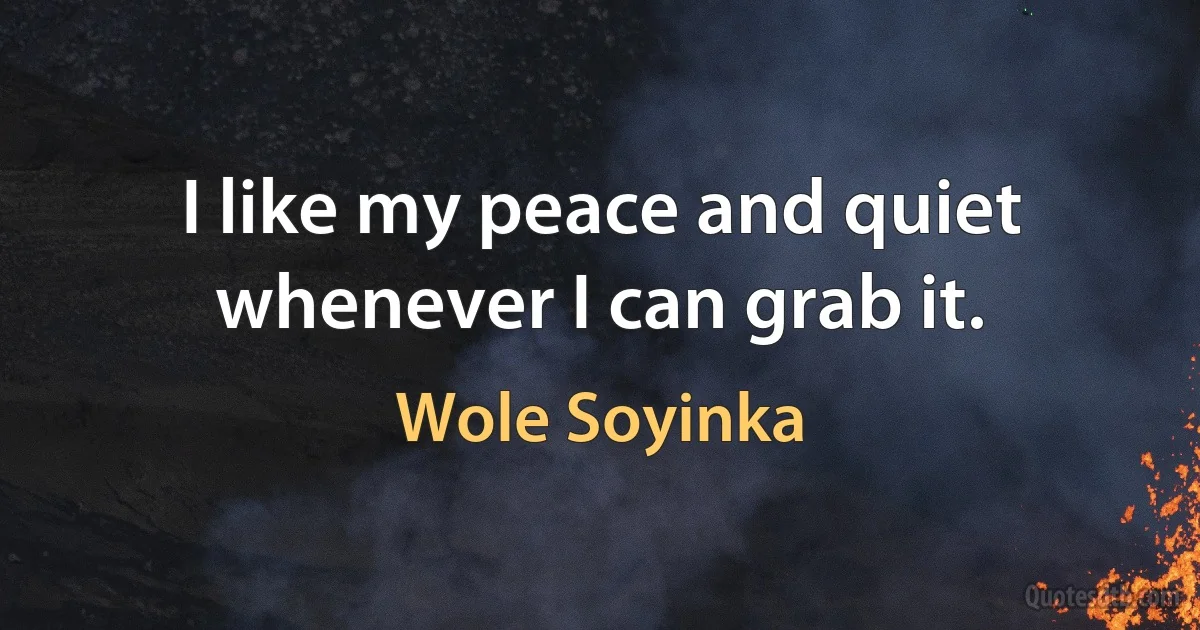 I like my peace and quiet whenever I can grab it. (Wole Soyinka)