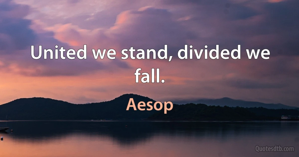 United we stand, divided we fall. (Aesop)