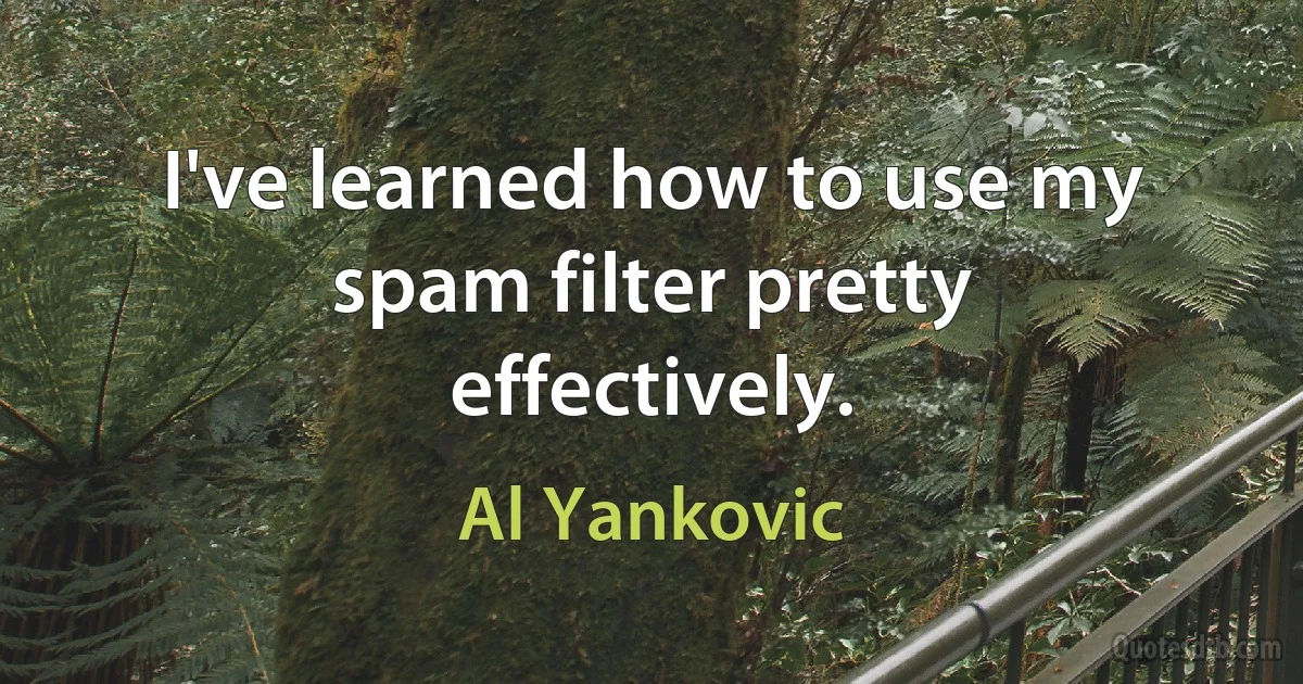 I've learned how to use my spam filter pretty effectively. (Al Yankovic)