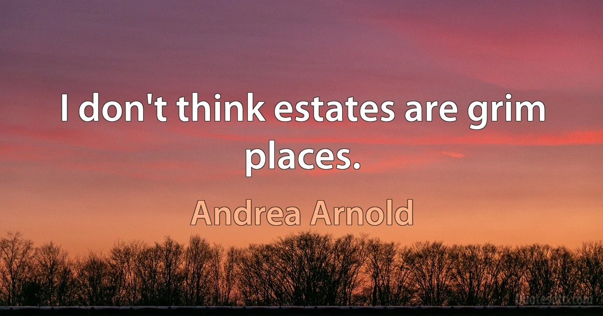 I don't think estates are grim places. (Andrea Arnold)