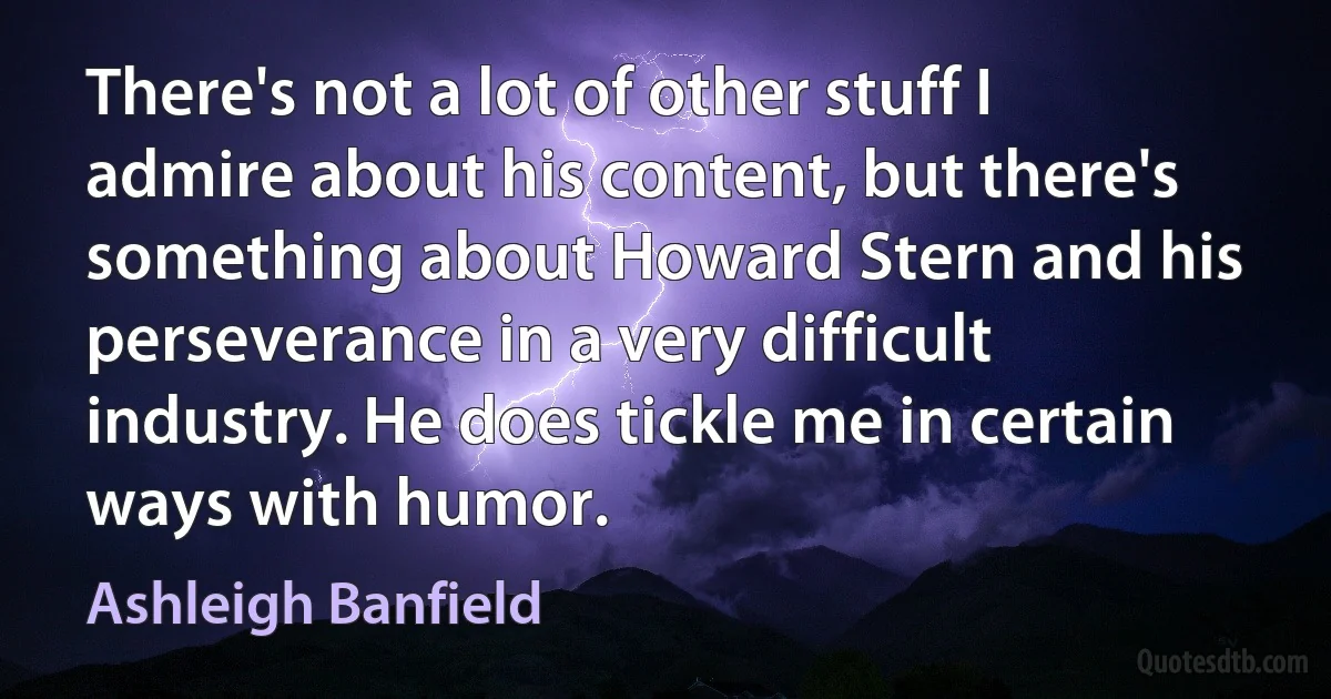 There's not a lot of other stuff I admire about his content, but there's something about Howard Stern and his perseverance in a very difficult industry. He does tickle me in certain ways with humor. (Ashleigh Banfield)