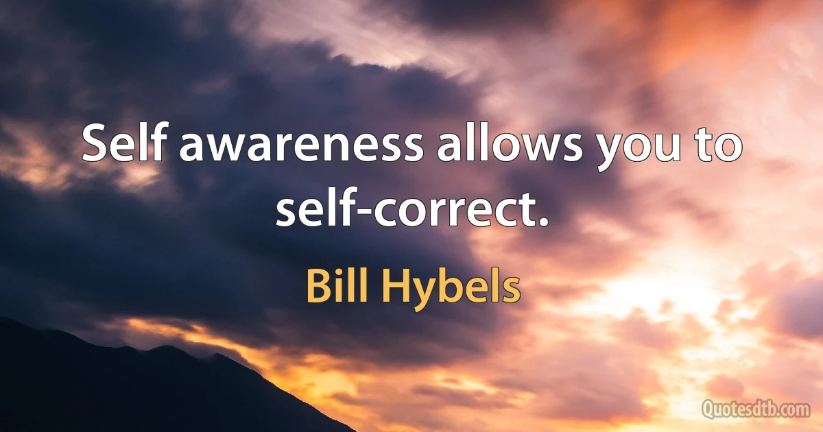 Self awareness allows you to self-correct. (Bill Hybels)