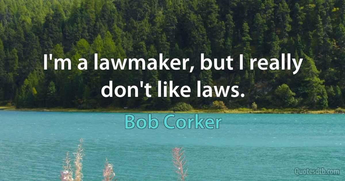 I'm a lawmaker, but I really don't like laws. (Bob Corker)