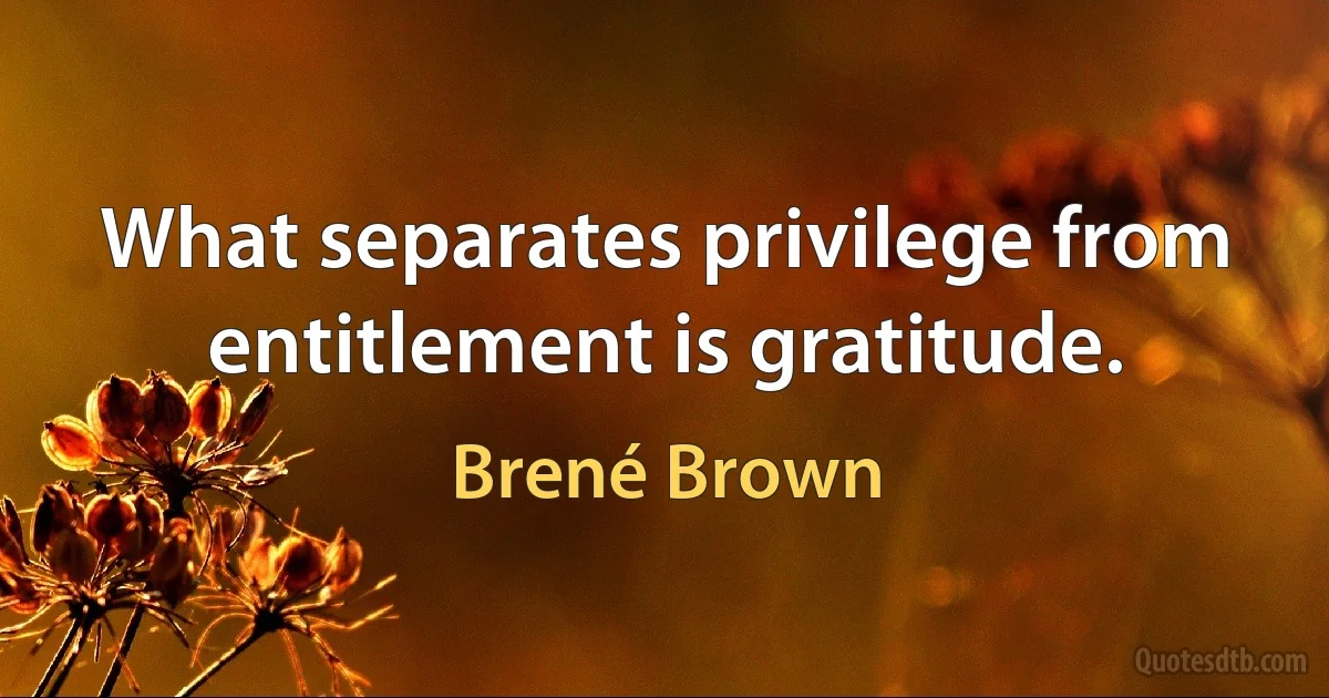 What separates privilege from entitlement is gratitude. (Brené Brown)