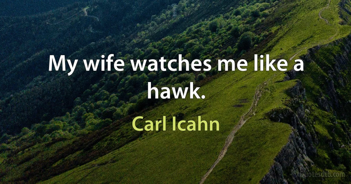 My wife watches me like a hawk. (Carl Icahn)