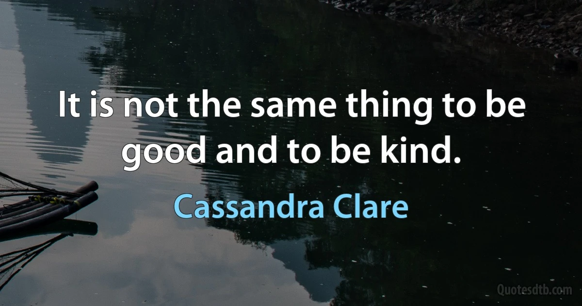 It is not the same thing to be good and to be kind. (Cassandra Clare)